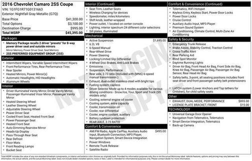 2016 Chevrolet Camaro 2SS