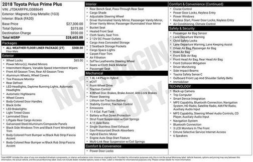 White 2018 Toyota Prius Prime Plus