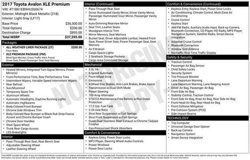 2017 Toyota Avalon XLE Premium