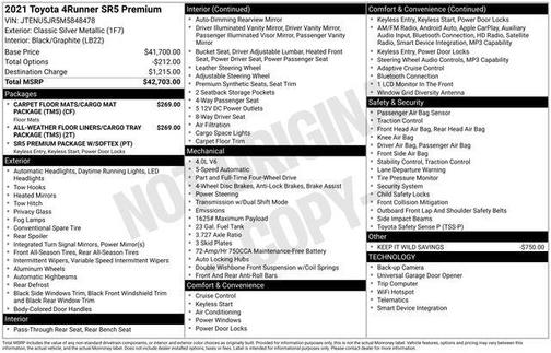 Classic Silver Metallic 2021 Toyota 4Runner SR5 Premium