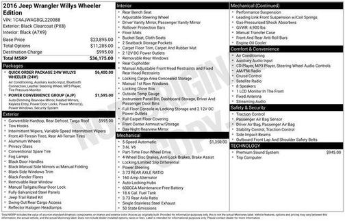 Black Clearcoat 2016 Jeep Wrangler Willys Wheeler