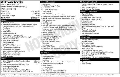 Classic Silver Metallic 2014 Toyota Camry SE