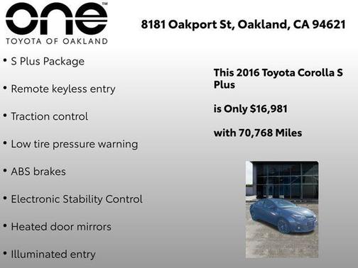 2016 Toyota Corolla S Plus