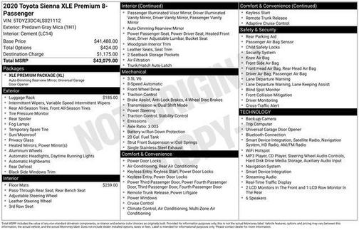 2020 Toyota Sienna XLE Premium