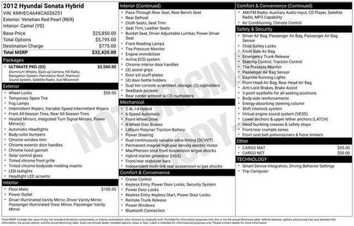 Venetian Red Pearl Mica 2012 Hyundai SONATA Hybrid Base