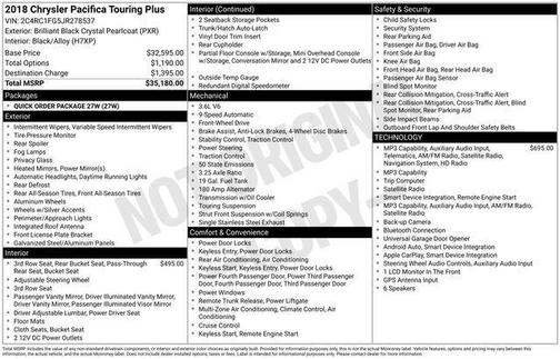 Brilliant Black Crystal Pearlcoat 2018 Chrysler Pacifica Touring Plus