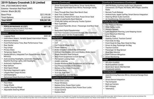 2019 Subaru Crosstrek 2.0i Limited