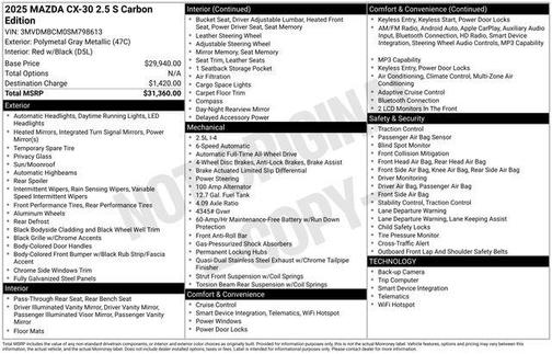 Polymetal Gray Metallic 2025 Mazda CX-30 2.5 S Carbon Edition