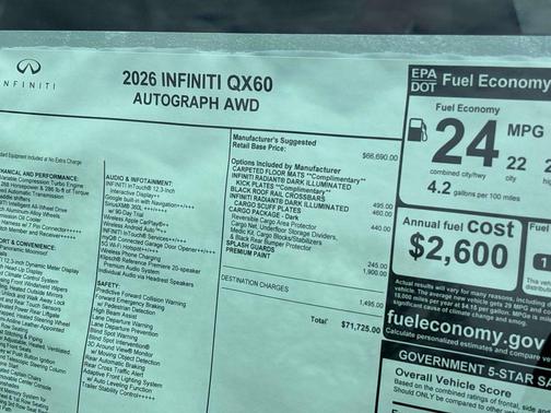 Radiant White/Black Obsidian 2026 INFINITI QX60 AUTOGRAPH