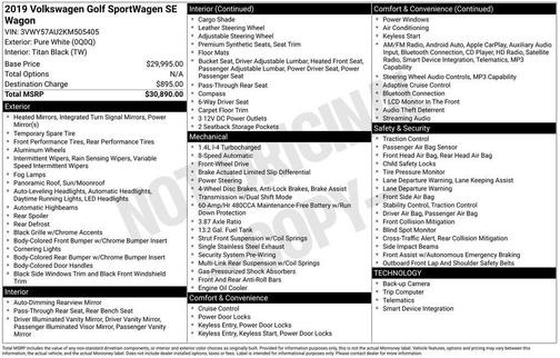 2019 Volkswagen Golf SportWagen 1.4T SE