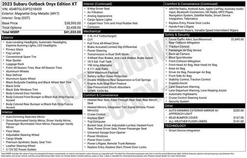 2023 Subaru Outback Onyx Edition XT