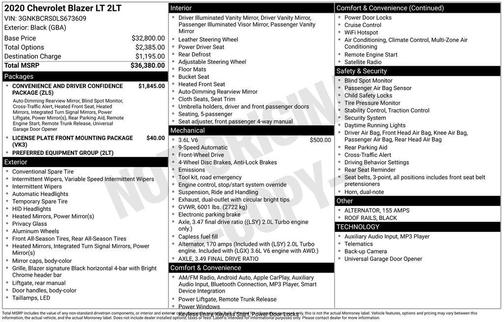 Black 2020 Chevrolet Blazer 2LT