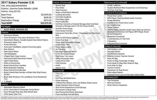 2017 Subaru Forester 2.5i