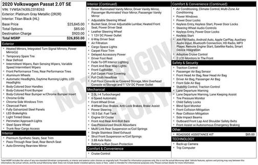2020 Volkswagen Passat 2.0T SE