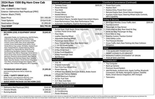 Red 2024 RAM 1500 Big Horn/Lone Star