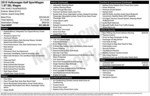 2015 Volkswagen Golf SportWagen SEL
