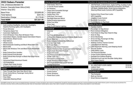 Cascade Green Silica 2022 Subaru Forester