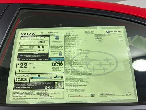Ignition Red 2026 Subaru WRX Premium