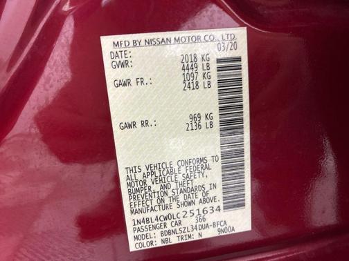 2020 Nissan Altima 2.5 SR