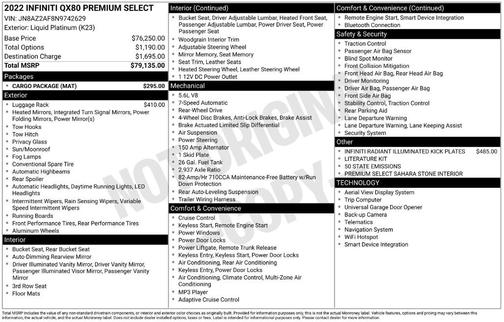 2022 INFINITI QX80 PREMIUM SELECT