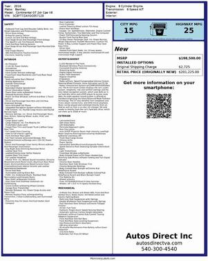 2016 Bentley Continental GT V8