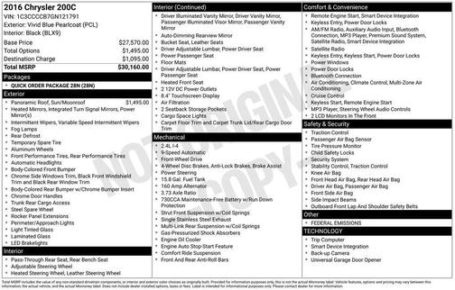 Vivid Blue Pearlcoat 2016 Chrysler 200 C