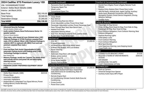 Stellar Black Metallic 2024 Cadillac XT5 Premium Luxury