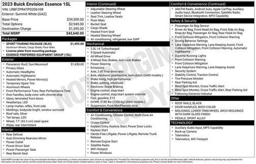 Summit White 2023 Buick Envision Essence