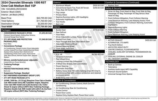Black 2024 Chevrolet Silverado 1500 RST