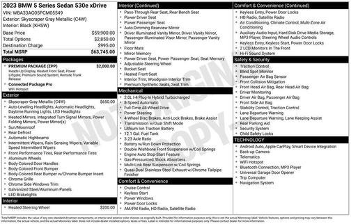 Skyscraper Gray Metallic 2023 BMW 530e 530e xDrive