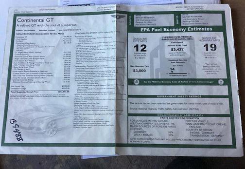 2012 Bentley Continental GT 2dr Cpe