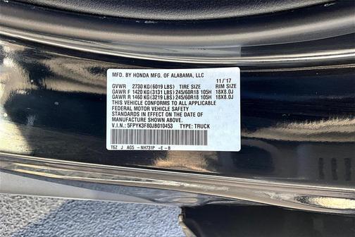 2018 Honda Ridgeline Black