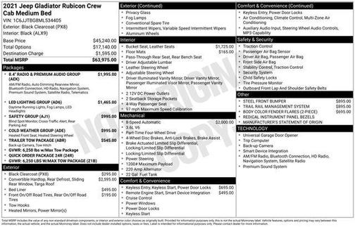 Black Clearcoat 2021 Jeep Gladiator Rubicon