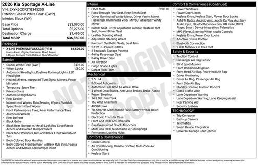 Glacial White Pearl 2026 Kia Sportage X-Line