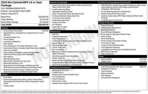 Aurora Black Pearl 2024 Kia Carnival LX