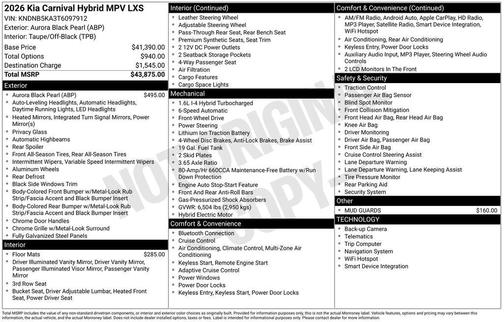 2026 Kia Carnival Hybrid LXS
