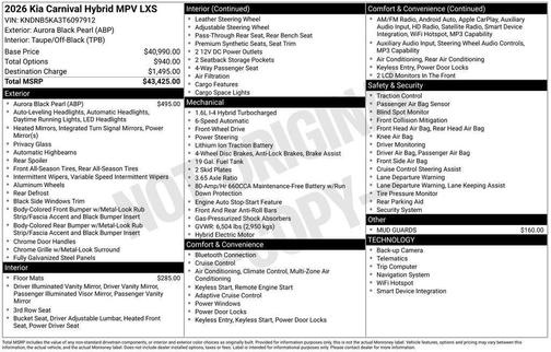 2026 Kia Carnival Hybrid LXS