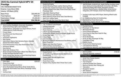 Ivory Silver 2025 Kia Carnival Hybrid SX PRESTIGE