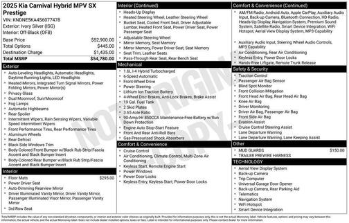 2025 Kia Carnival Hybrid SX Prestige