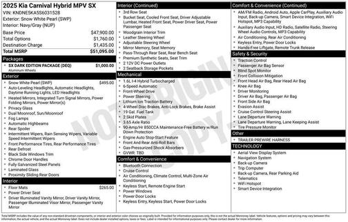 2025 Kia Carnival Hybrid SX