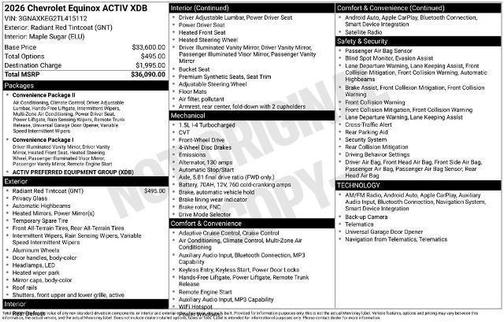 Radiant Red 2026 Chevrolet Equinox ACTIV