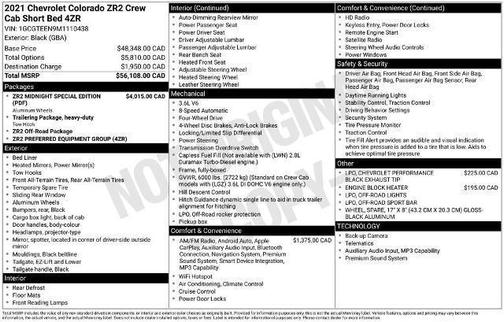 Black 2021 Chevrolet Colorado ZR2