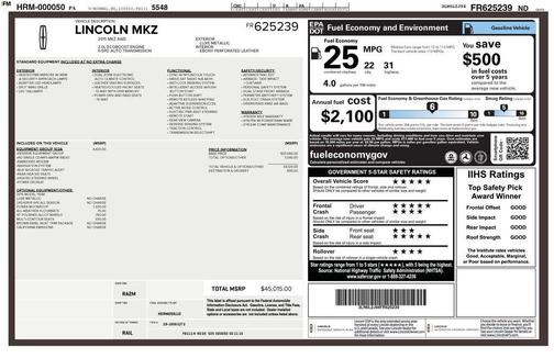 Luxe Metallic 2015 Lincoln MKZ Base