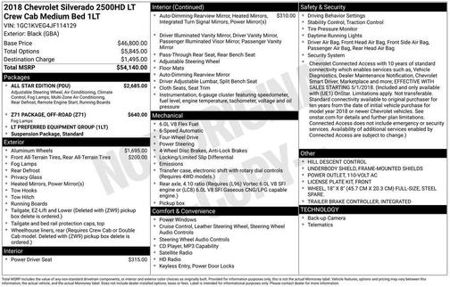 Black 2018 Chevrolet Silverado 2500 LT