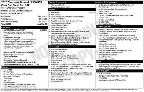 Sterling Gray Metallic 2026 Chevrolet Silverado 1500 RST