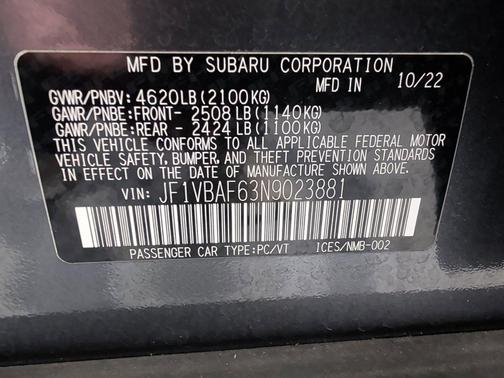 Magnetite Gray Metallic 2022 Subaru WRX Premium