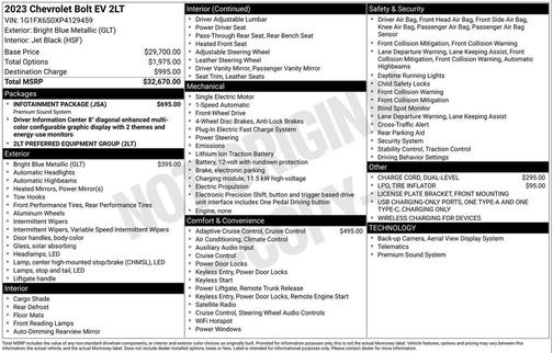 Bright Blue Metallic 2023 Chevrolet Bolt EV FWD 2LT