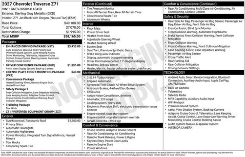 Sterling Gray Metallic 2027 Chevrolet Traverse AWD Z71