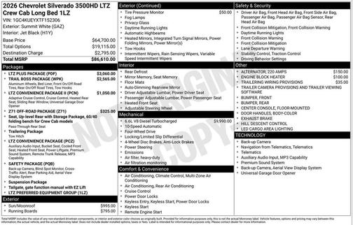 2026 Chevrolet Silverado 3500 LTZ