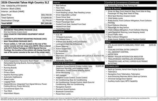 2026 Chevrolet Tahoe 4WD High Country